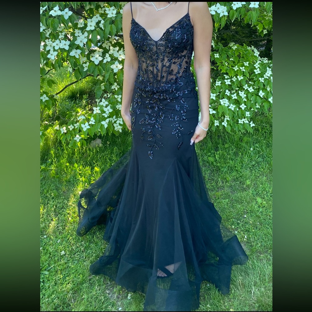 Jovani Black Embellished Prom Dress